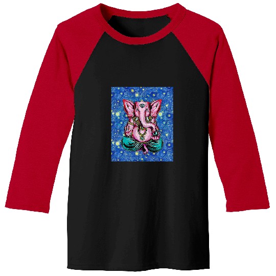 Elephant Mammal Yoga Starry Night Meditation Elephant Yoga Baseball Tees