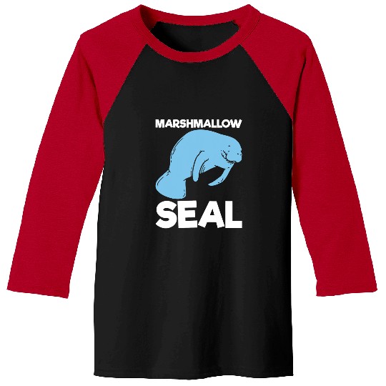 Manatee Pet Seal Gift Marshmallow Seal Funny Marine Biologist Study Manatee Pun Baseball Tees