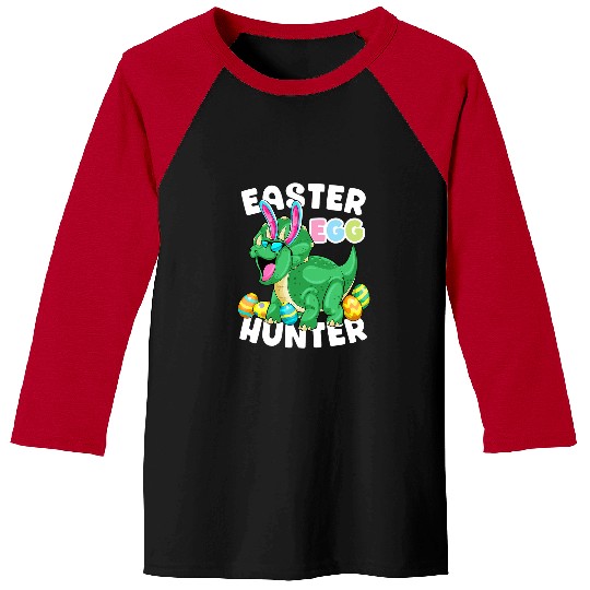 Dinosaur Pet Easter Egg Hunter Triceratops Bunny Egg Hunting Baseball Tees