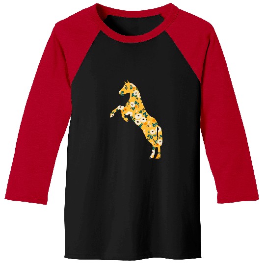 Horse Pet Cute Horse Owner Flower Floral Silhouette Equestrian Cowgirl 1 Baseball Tees