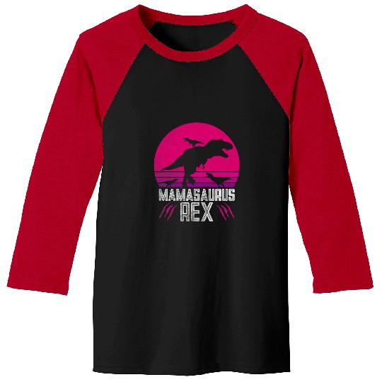 Dinosaur Pet vintages Retro 3 Kids Mamasaurus Sunset Funny Gift For Mother Baseball Tees