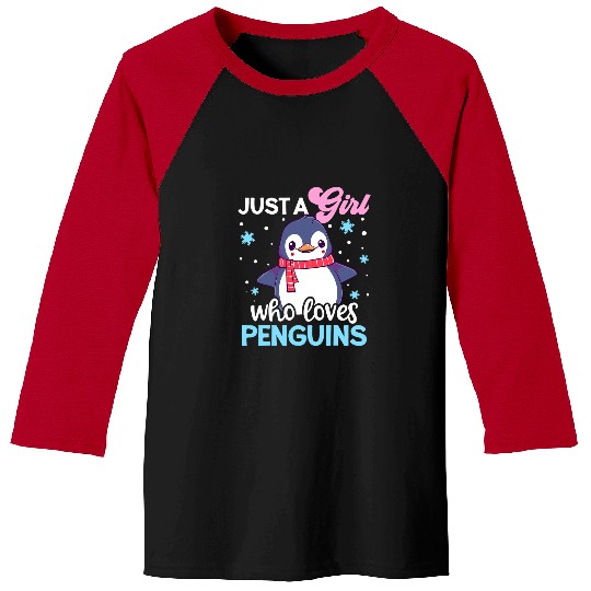 Penguin Pet Just A Girl Who Loves Penguins Cute Penguin Kids Womens Baseball Tees