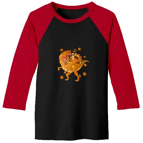 Dinosaur Pet Turkey Dinosaur T rexs Fall Vibes Happy Thanksgiving Baseball Tees
