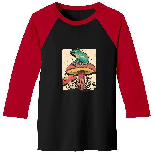 Frog Pet Fungi Cottagecore Frog Mushroom Aesthetic Cute Goblincore 8 Baseball Tees