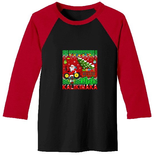 Tractor Fun driving Mele Kalikimaka Hawaiian xmass Santa Driving Tractor Driver Baseball Tees