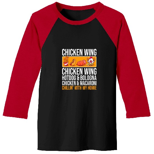 Chicken Pet Wing Chicken Wing Hot Dog And Bologna 0 Baseball Tees