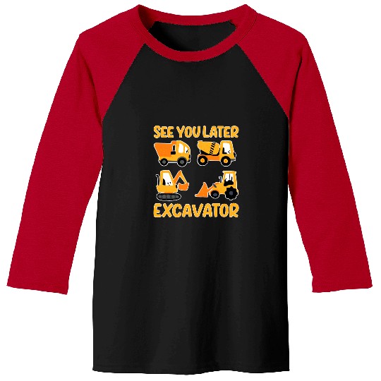 Excavator Fun Construction Vehicles Excavator Trucks Bulldozer Crane 1 Baseball Tees
