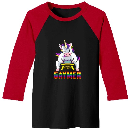 Unicorn Pet Gay Gamer Unicorn LGBTQ Gaymer Baseball Tees