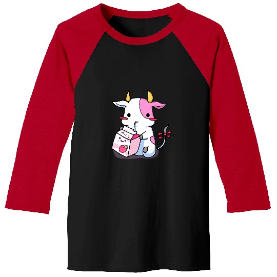 Cow Pet Cute Strawberry Cow Adorable Pink Cow Strawberry Milk Cow Baseball Tees