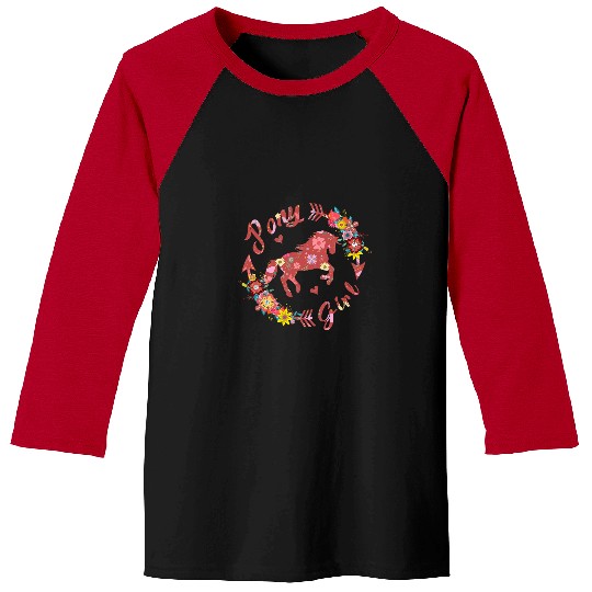 Horse Pet Pony Horse Girl cute floral pony horse for girls birthday 1 Baseball Tees
