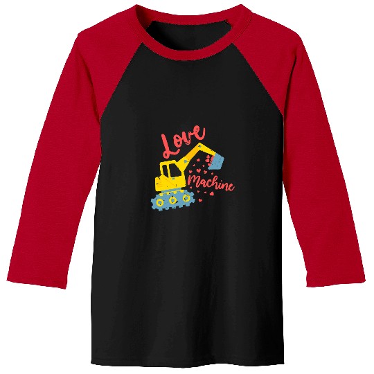 Excavator Fun Cute Valentines Day Toddler Tractor Love Machine Kids Baseball Tees