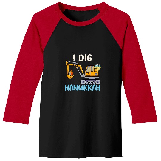 Excavator Fun Kids I Dig Hanukkah Excavator Construction Toddler Hanukkah Boys 5 Baseball Tees