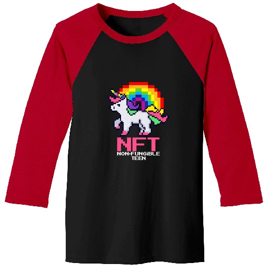 Unicorn Pet NFT Crypto Pixel Art Unicorn Rainbow Nonfungible Teen Baseball Tees