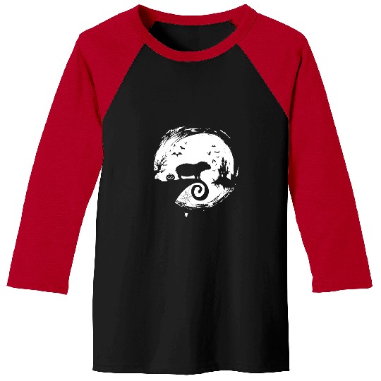 Hippo Pet Halloween Costume Moon Silhouette Creepy Baseball Tees
