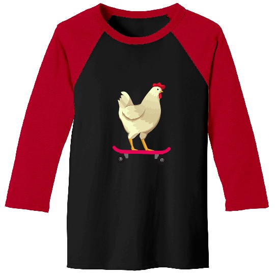 Chicken Pet Funny Skateboarding Chicken Animal Baseball Tees