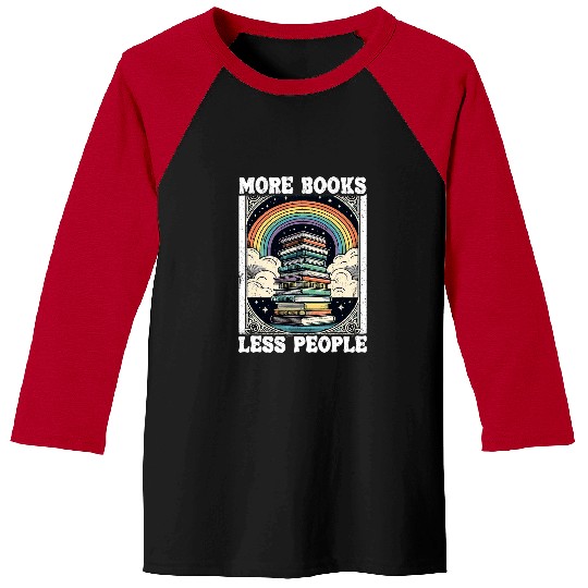 Book Fun More Books Less People Mystic Book Rainbow Reading Book Baseball Tees