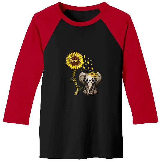 Elephant Mammal Womens Blessed to Be Called Mamaw Sunflower Elephant Hippie 21 Baseball Tees