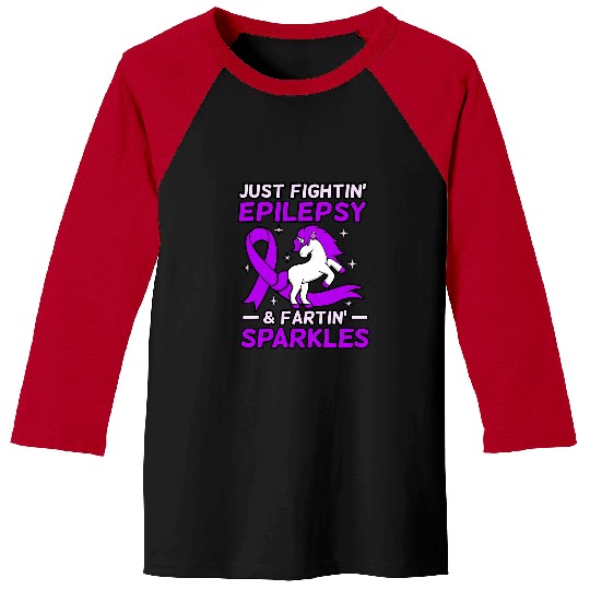 Unicorn Pet Fighting Epilepsy Unicorn Purple Ribbon Awareness Graphic Baseball Tees
