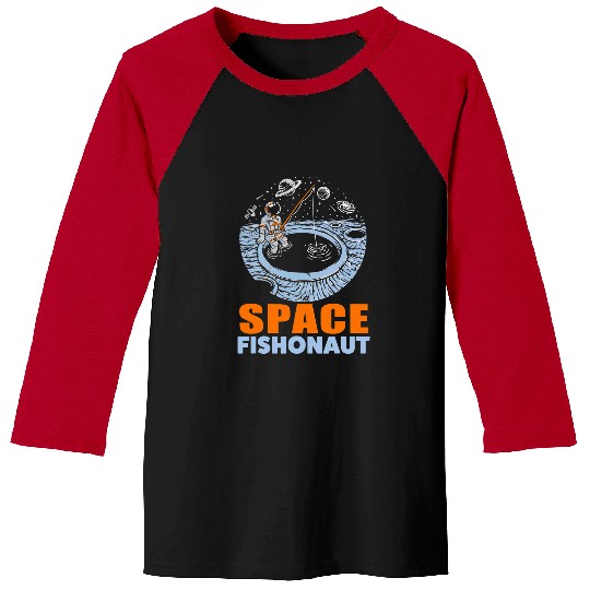Fishing Fun Astronaut Fishing In The Sea Ocean Sunset Space Science Baseball Tees