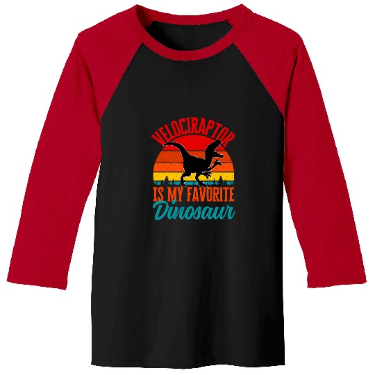 Dinosaur Pet Velociraptor Is My Favorite Dinosaur Retro vintages Dino Baseball Tees