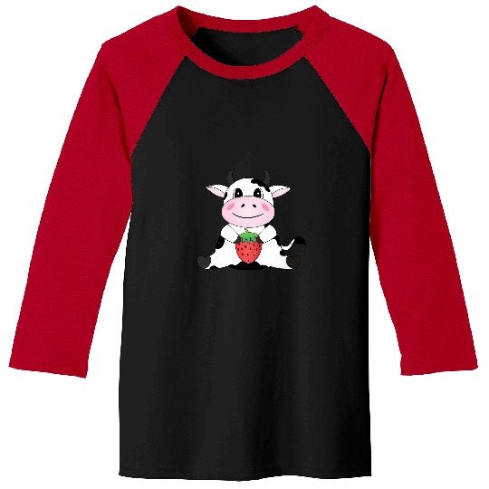 Cow Pet Cute Strawberry Cow Print Animal Kawaii Aesthetic Baseball Tees