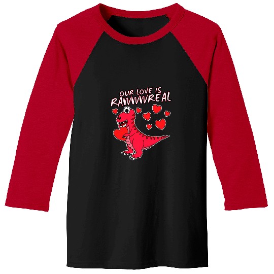 Dinosaur Pet Valentines Dinosaur TRex Romantic Anniversary Engagement Baseball Tees