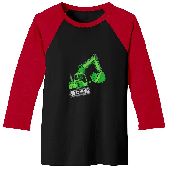 Excavator Fun kids st patricks day crane truck construction toddler kids boys 8 Baseball Tees