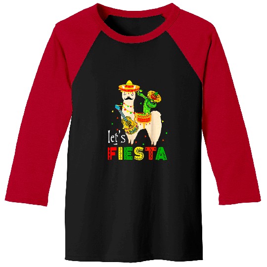Llama Pet Lets Fiesta Llama Cinco De Mayo Cactus Sombrero Maracas 24 Baseball Tees