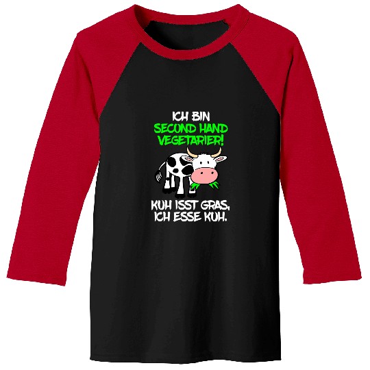 Cow Pet Ich bin Second Hand Vegetarier Cow eats grass ich esse cow Baseball Tees