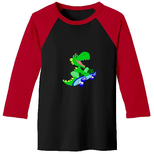 Dinosaur Pet Skater Dinosaur on Skateboard Cute Baseball Tees