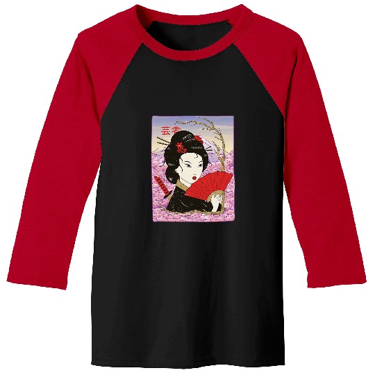 Geisha Samurai Japan Culture Japanese Kawaii Geisha Girl 23 Baseball Tees