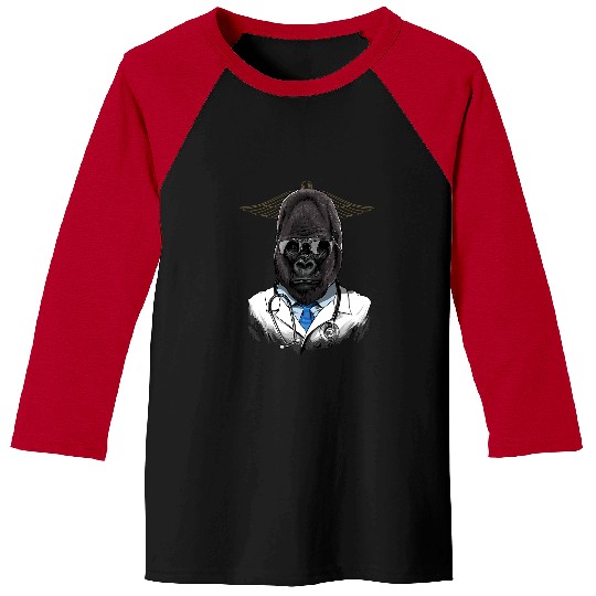 Gorilla Pet Doctor Gorilla Surgeon Physician Dr MD Monkey Ape Animal 027 Baseball Tees