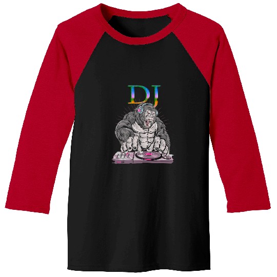 Gorilla Pet DJ Gorilla Ape Cartoon Baseball Tees