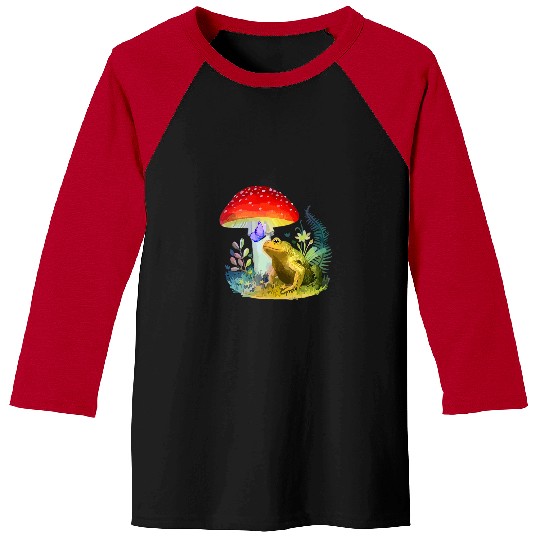 Frog Pet Cottagecore Aesthetic Frog Mushroom Butterfly Baseball Tees