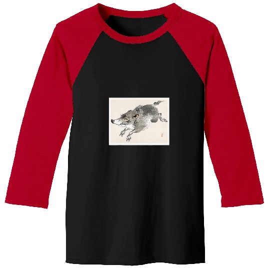 Coyote Mammal wolfs Painting by Kono Bairei Japanese Art Baseball Tees