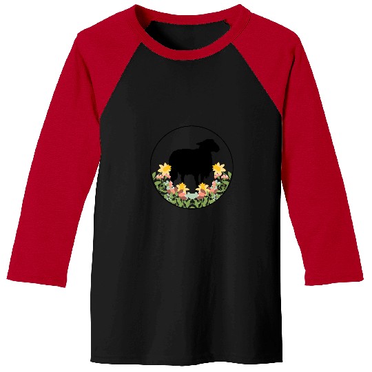 Sheep Pet Farm Farming Lamb Animal Cute Floral Flower Baseball Tees