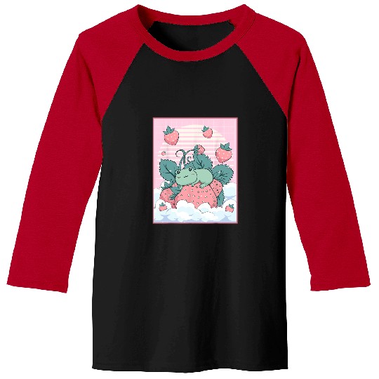 Frog Pet Cottagecore Aesthetic Cute Kawaii Frog Strawberry Baseball Tees