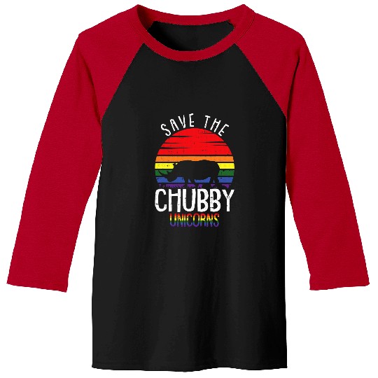 Rhino Pet Save The Chubby Unicorns Gay Pride Rhino LGBTQ Proud Ally Baseball Tees