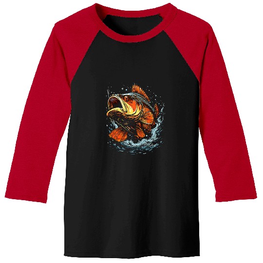 Fishing Fun Bass Fish Fishing 10 Baseball Tees