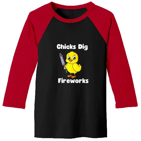 Chicken Pet Chicks Dig Fireworks Funny Baseball Tees