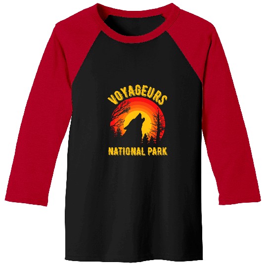Coyote Mammal Voyageurs National Park Minnesota wolfs Retro Sunset Nature Baseball Tees