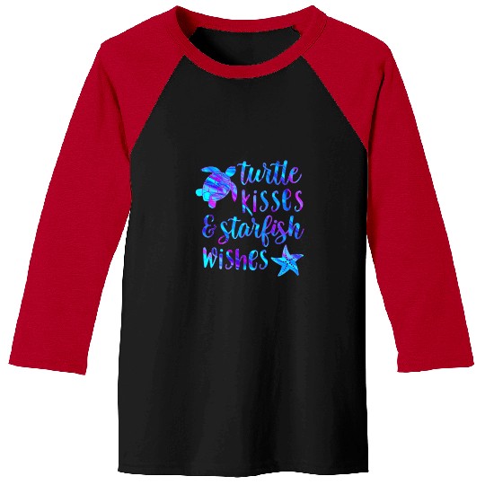Turtle Pet Kisses And Starfish Wishes purple sea Baseball Tees