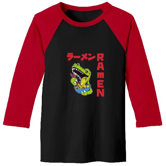 Dinosaur Pet Ramen Anime Noodles Kawaii Japanese Sketching Baseball Tees