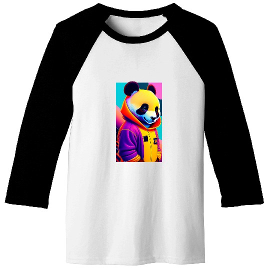 Panda Pet 60s Cartoon Style Panda Bear Underground Far Off Galaxy Baseball Tees