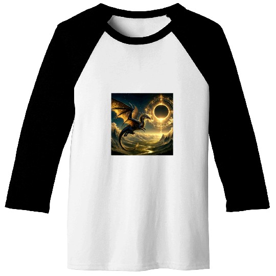 Dragon Pet Retro Dragon And Eclipse vintages Pine Tree Forest Baseball Tees