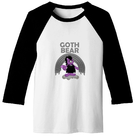 Bear Pet Goth Bear Gothic Purple Violet with Melting Gray Rainbow Baseball Tees
