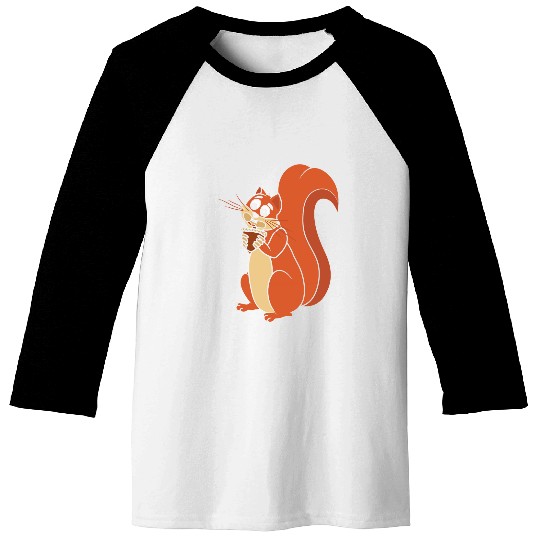 Squirrel Pet Eating Nuts Funny Rodent Forest Animal Lovers Baseball Tees
