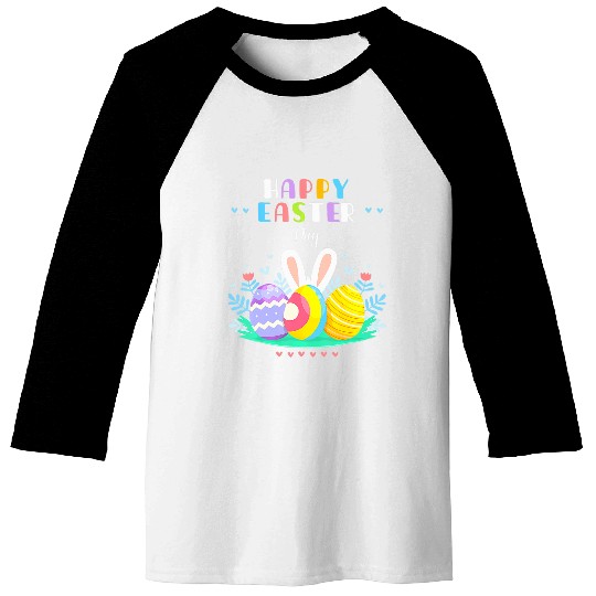 Happy Easter Day Pastel Spring Eggs Hunting Bunny Easter Baseball Tees