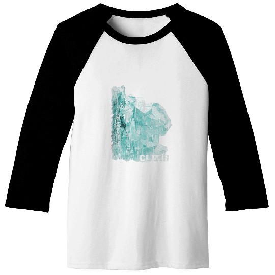 Climb Boulder Rock with Climb Grunge Light Blue Baseball Tees
