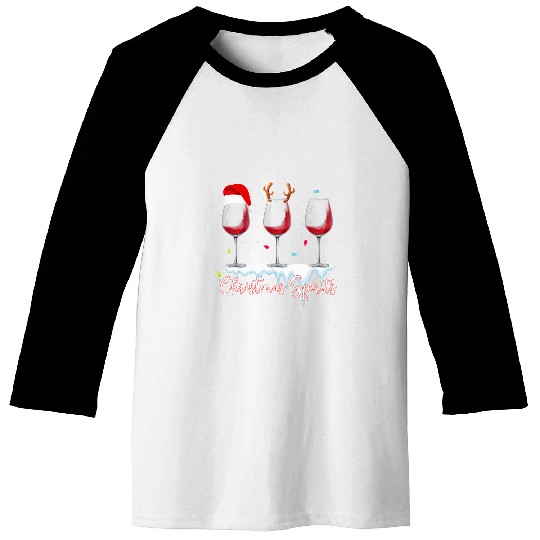 Christmas Spirits Glasses Of Wines Winter Holiday Baseball Tees